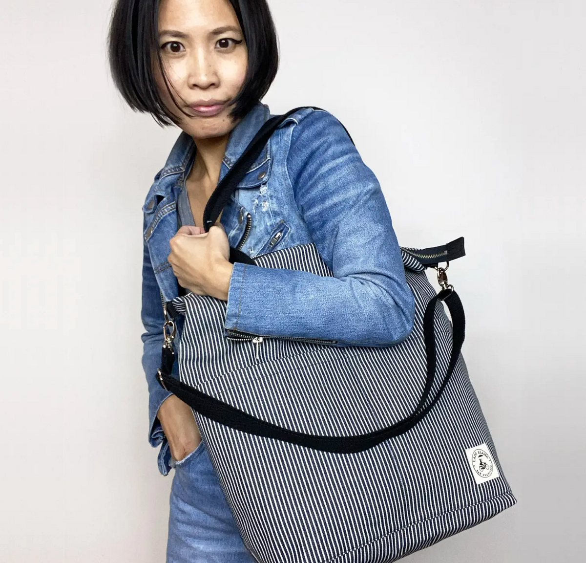 Aria Reversible Messenger Bag Hickory Stripe