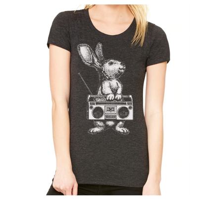 Rabbit Boombox Scoop Womens TShirt