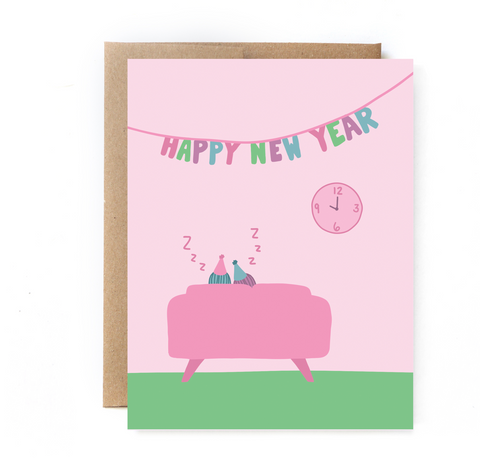 Sleepy New Year Greeting Card