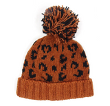 Leopard Pompom Beanie