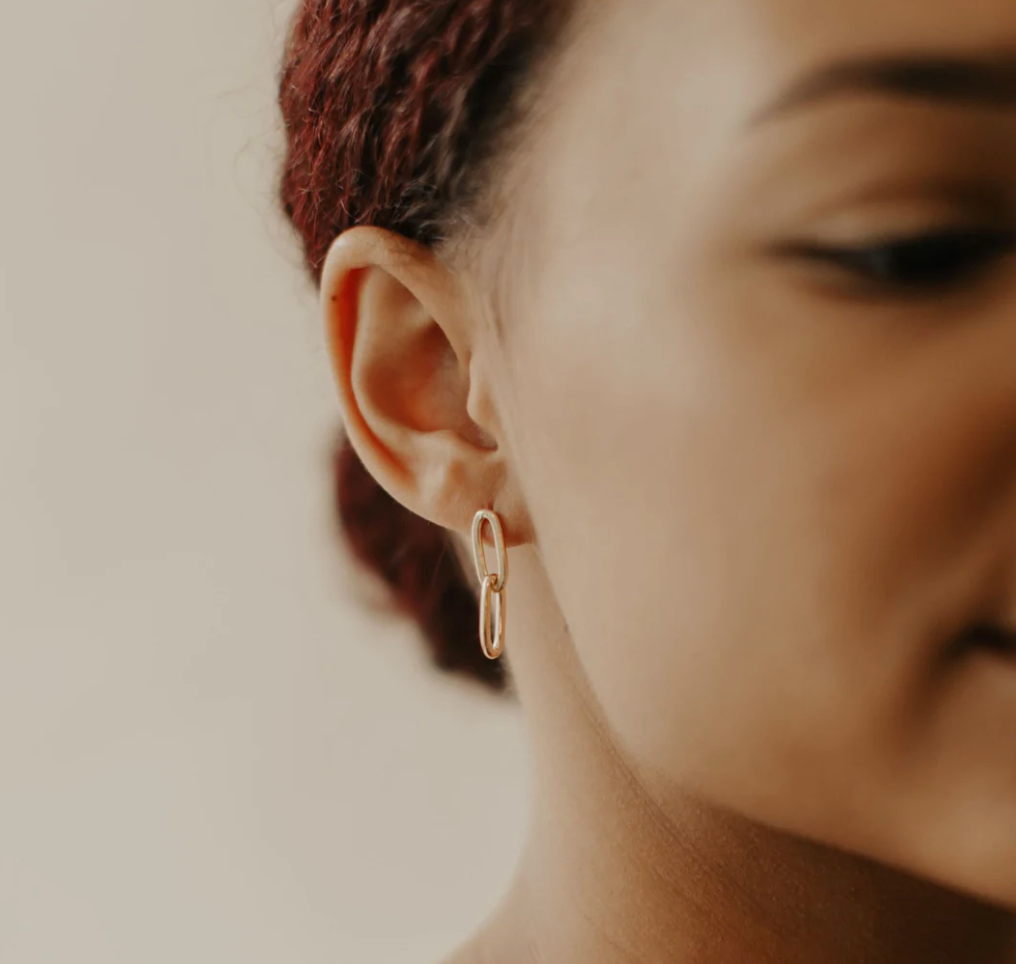 Double Paperclip earring - Silver