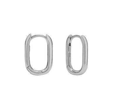 Smooth Oval Huggie - Silver
