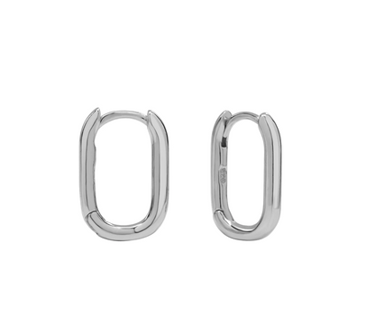 Smooth Oval Huggie - Silver