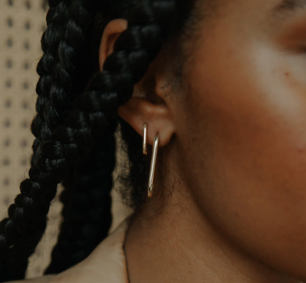 Smooth Oval Huggie - Silver