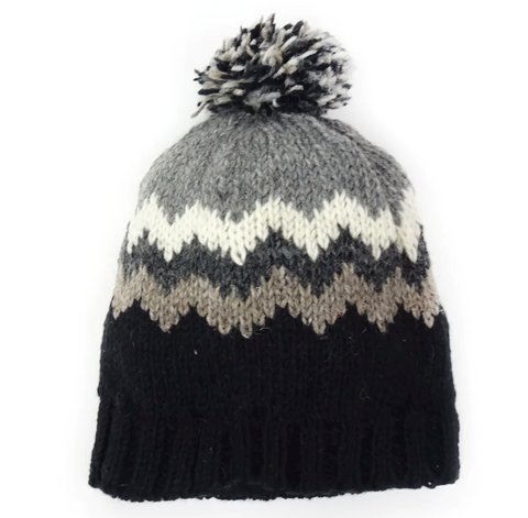 Chevron Beanie with Pom Pom