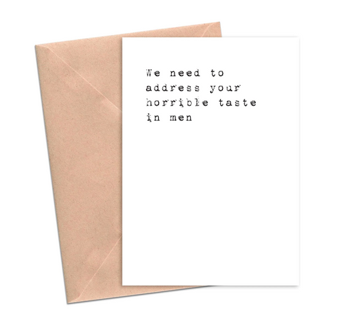 Taste in Men greeting card