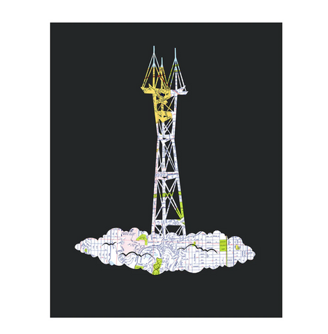 Sutro Tower Map Cut Print