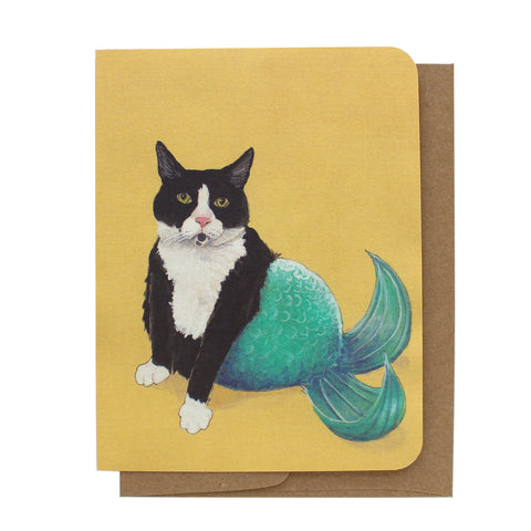 Cat Mermaid Greeting Card