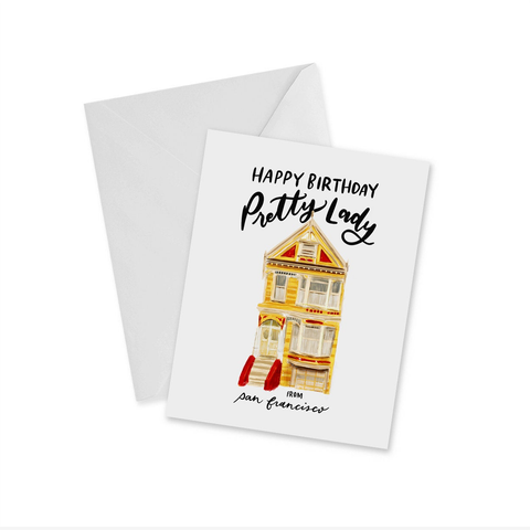 Happy Birthday Pretty Lady Greeting Card