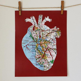 Heart of the Bay Map Cut Print