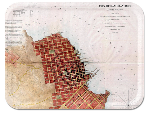 Vintage 1853 San Francisco Map Serving Tray