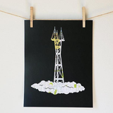 Sutro Tower Map Cut Print