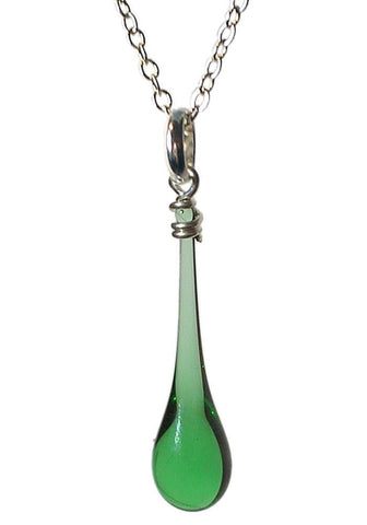 Glass Drop Silver Necklace