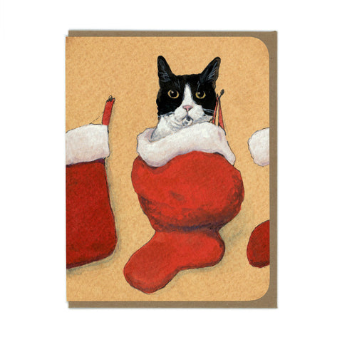 Stocking Cat Card